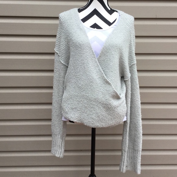 New Free People Gray Sensual Wrap Sweater - Picture 5 of 8